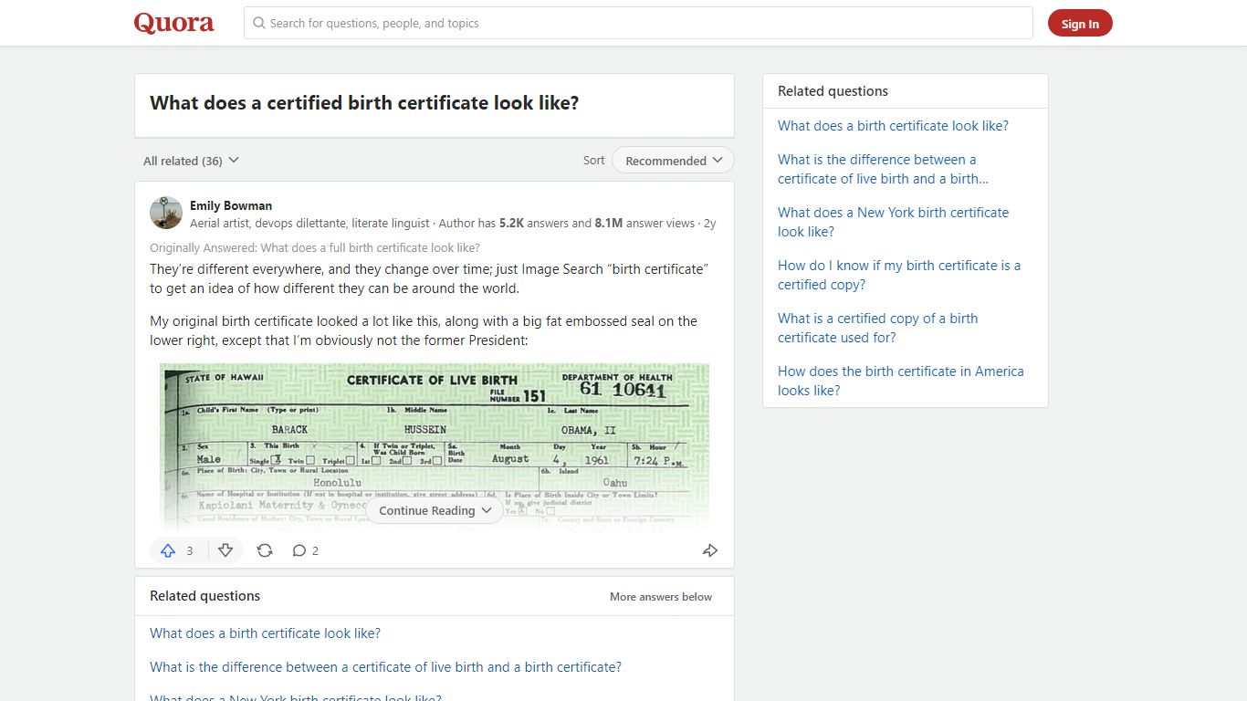 What does a certified birth certificate look like? - Quora